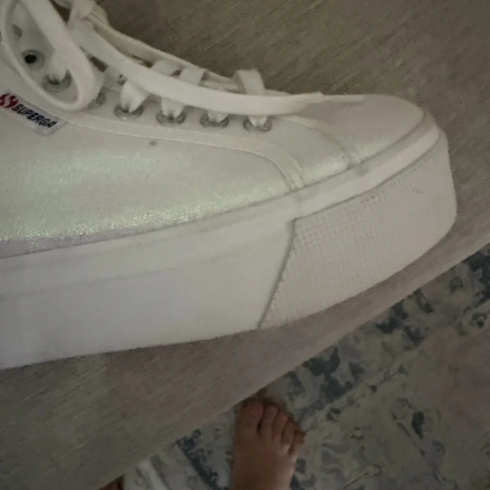 Superga Women's Iridescent White Platform Sneakers